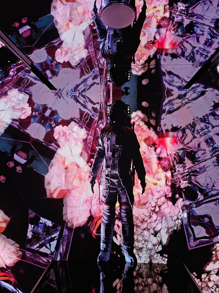 Interactive Display on LED Video with Spaceman in front
