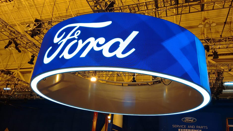Ford logo on a circular screen