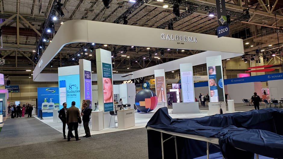Trade show booth for Galderma brand