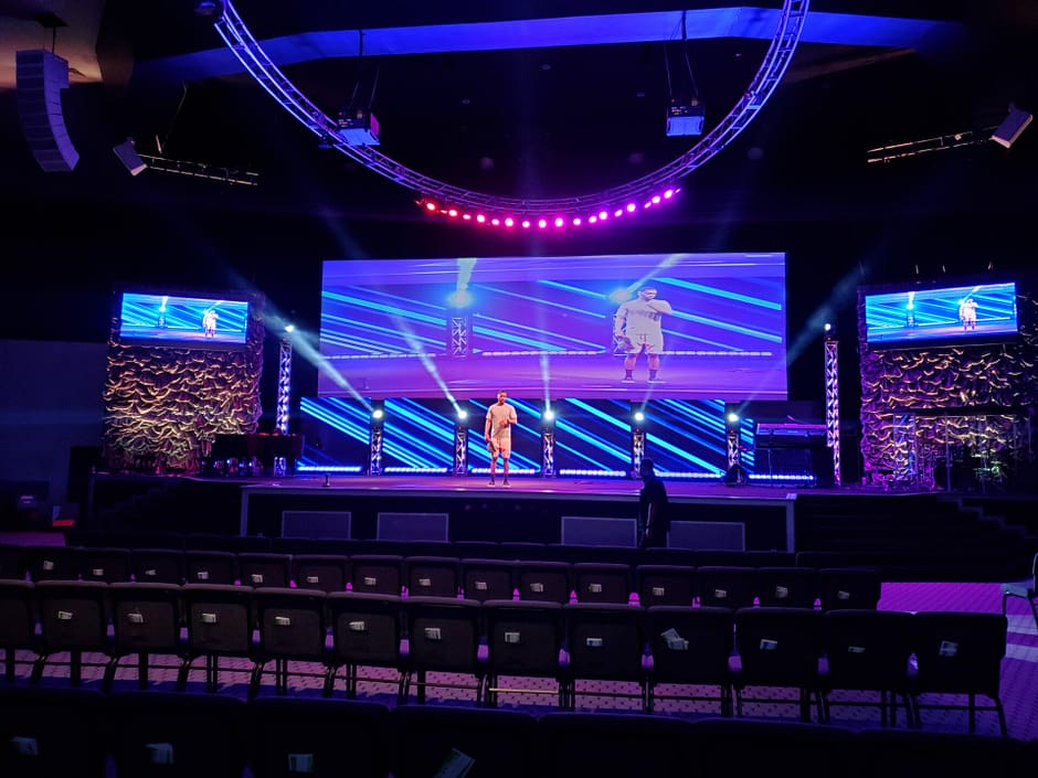 LED Wall Display and Lighting on Church Stage