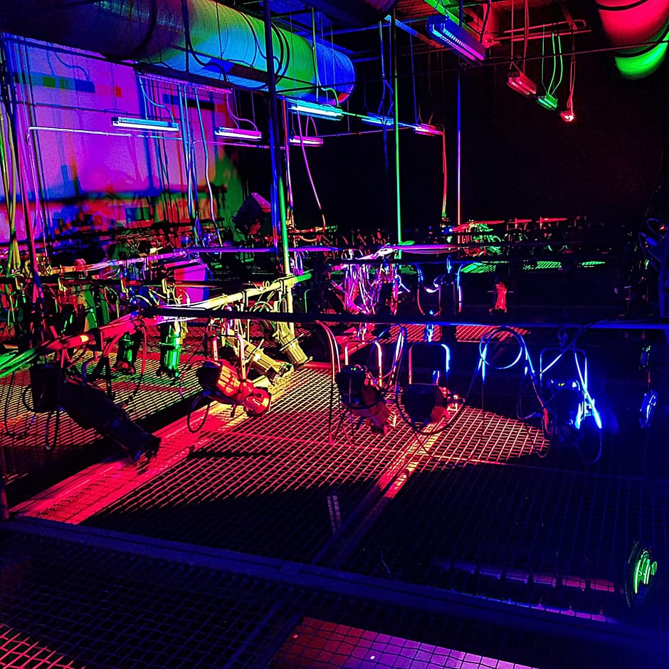 Colorful lighting above stage